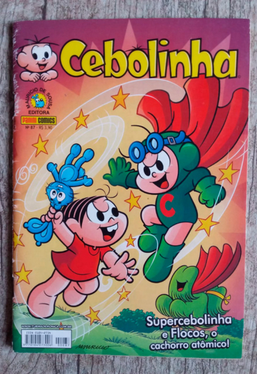 Gibi hq Cebolinha edição 87 Supercebolinha e Flocos o cachorro atômico, Mauricio de Sousa, editora panini comics, gibi usado