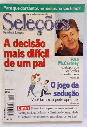 Revista Seleções Reader's Digest edição 1101 novembro 2001, usada